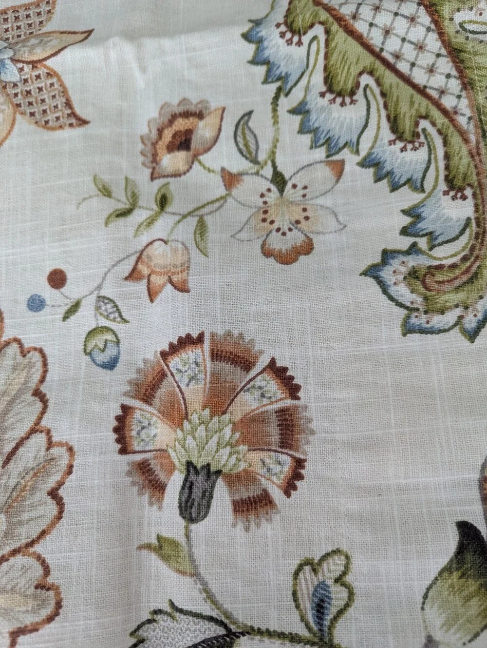 Vintage Garden Country Curtains Set Of Two Valances Jacobean Linen Blend Cottage